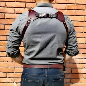 Brown Leather Suspenders: Adjustable Adult Braces, 1-Inch
