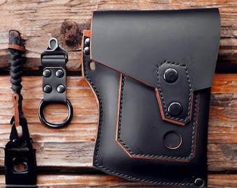 Handgemaakte leren iPhone-riemholster: tactisch telefoonhoesje