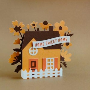 3D New Home Pop Up Box Karte - DIY Party Dekoration & Basteldateien - Digitaler Papierschnitt