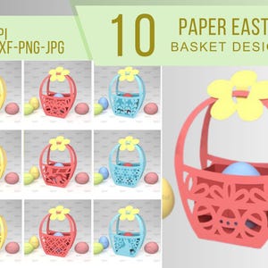Pacchetto di carta tagliata per cestino di Pasqua a strati 3D digitale - File fai da te per decorazioni pasquali e artigianato - Carta tagliata digitale - Mega bundle SVG di Pasqua