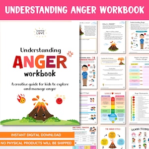 Understanding Anger Workbook, Recognizing Anger Worksheets, How Anger Feels, Anger Management, Anger Therapy Activities, Instant Download
