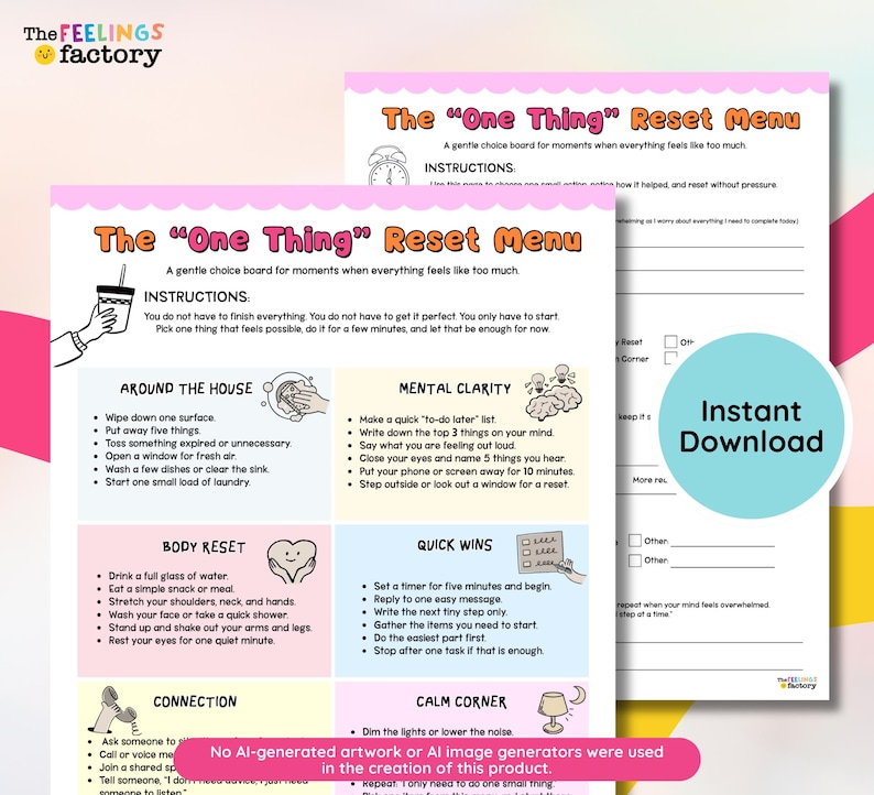 Mental Clarity Worksheet, Emotional Regulation, Coping Skills Menu, SEL ...