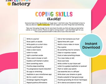 Checklist copingvaardigheden, tips voor copingstrategie, aardingstechnieken, werkbladen geestelijke gezondheid, directe download