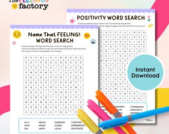 Positivity & Feelings Word Search Puzzles: Kids' Emotional Learning (Digital Download)