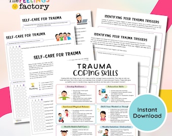 Trauma Coping Skills Worksheets: Mental Health, Self-Care (PDF Download)
