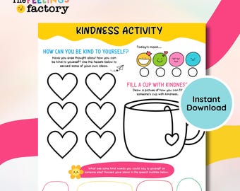 Kindness Activity Worksheet: Fill Your Cup with Positivity (Digital Download)