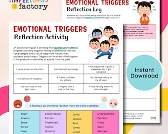 Emotional Triggers Worksheet: Coping Skills & Emotion Management (Instant Download)