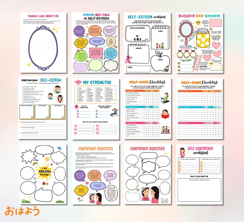 Self Esteem Worksheet,  Therapy Resources, Social Psychology, Self Care Journal, Therapy Worksheets, CBT Worksheets, Confidence Worksheets, self love worksheet, self worth worksheet, self esteem pdf
Self Esteem Activities For Kids, Self Esteem resources, Self Esteem Therapy, Self Esteem Exercises, Therapy Prints, Digital Download,Self-esteem worksheets digital download, Kids therapy printables homeschool, Social emotional learning activities