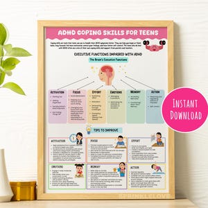 ADHS Bewältigungsfähigkeiten Handout für Jugendliche: Exekutive Funktionen, Erdung (Instant Download)
