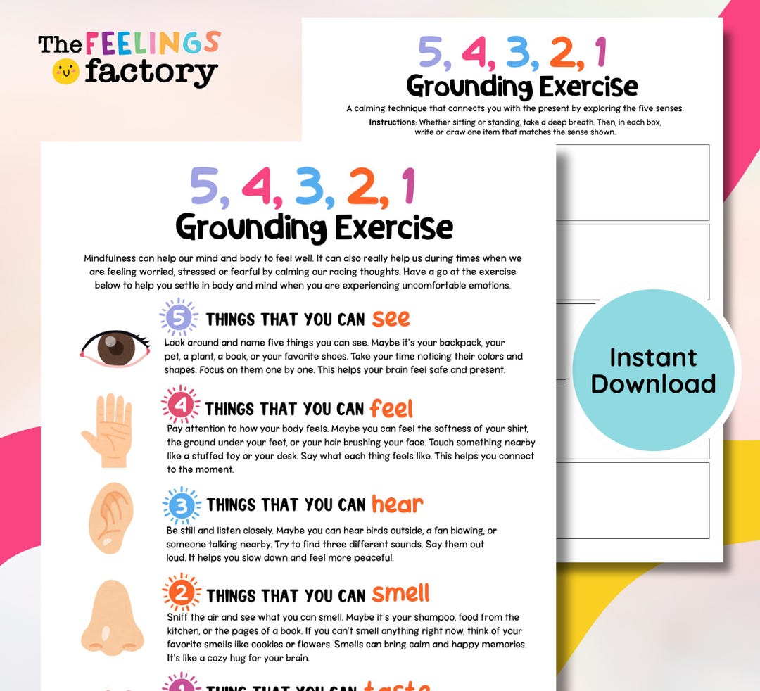 Grounding Worksheet.pdf Grounding Exercise Worksheet: Mindfulness for Anxiety & PTSD (printable ...