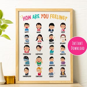 Emotions Chart Poster: Calming Corner Decor for Kids (Instant Download, PDF/PNG Files)