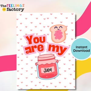 You Are My Jam Valentine Printable, Cute Jam & Toast Poem for Kids, Wall Art, Sublimation on Shirts, Mugs, Pillow, Instant Download