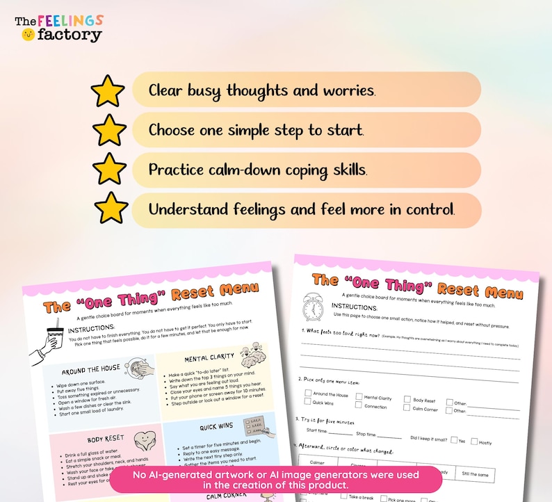 Mental Clarity Worksheet, Emotional Regulation, Coping Skills Menu, SEL ...