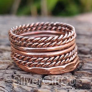 Handmade Copper Stacking Rings Set: Anxiety Jewelry, Beautiful Jewelry, Gift for her