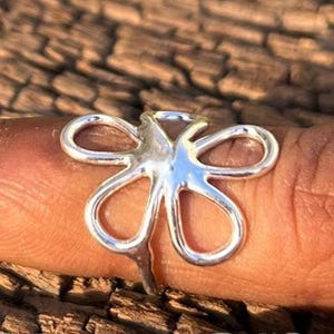 Handcrafted Sterling Silver Flower Ring: Minimalist Boho Stacking Ring