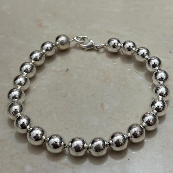 Sterling Silver Beaded Bracelet: Minimalist 925 Ball Chain