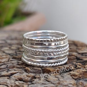 Stacking rings, stackable rings, stack rings, set of 8 ring, Sterling silver bands, Silver band rings, Ring stacks, Silver stackable rings.