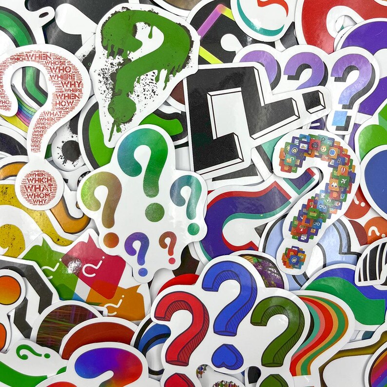 Fun Theme Question Mark 120pcs Question Mark Stickers | Colorful Vinyl Stickers | Waterproof ...