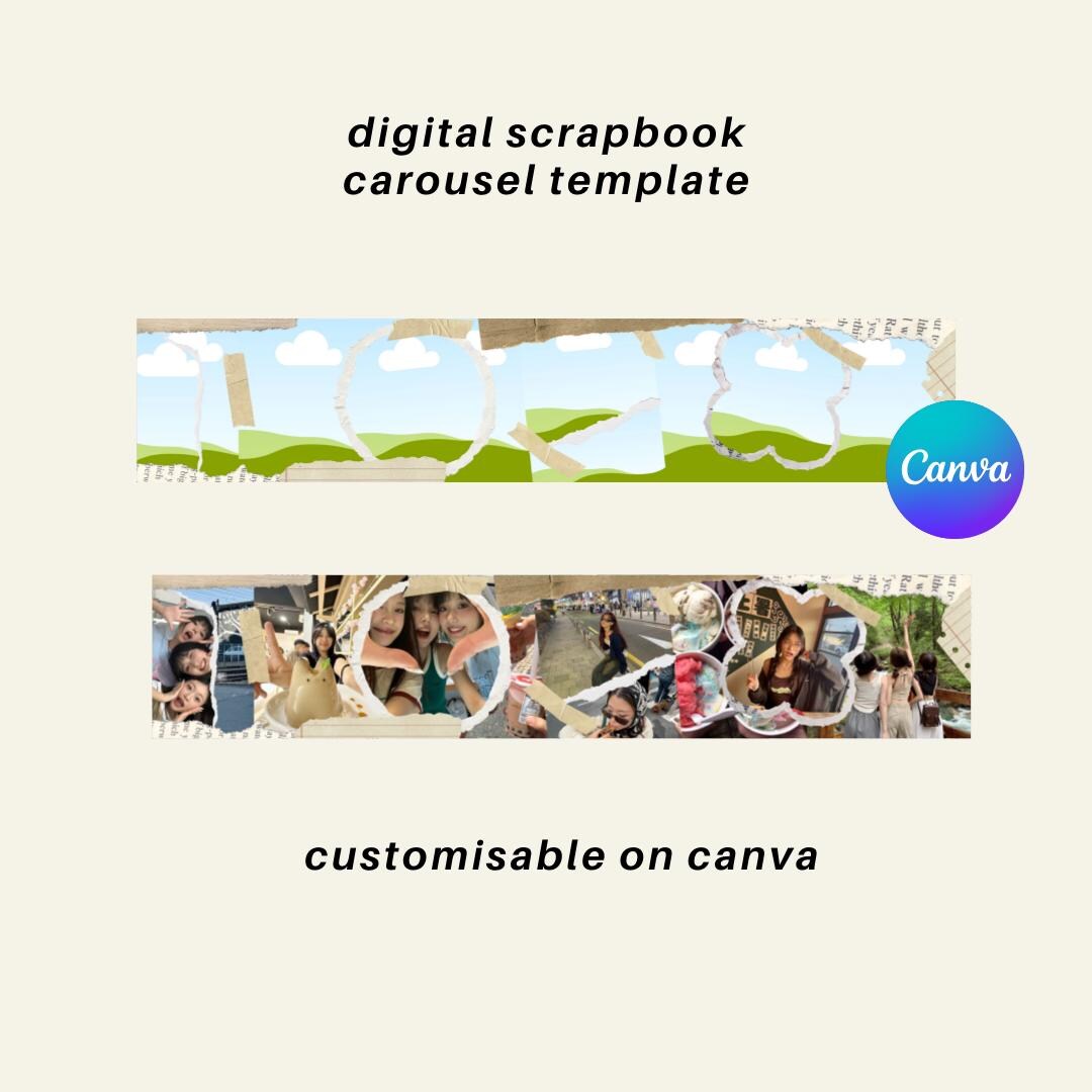 Digital Scrapbook Instagram Carousel - Customisable Canva Template - Etsy