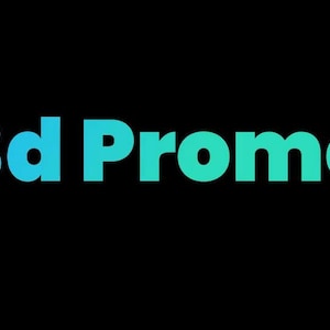 May include: The phrase "3d Promo" is presented in a gradient of blue and green against a black backdrop. The text, in a bold sans-serif font, implies a promotional or advertising context.