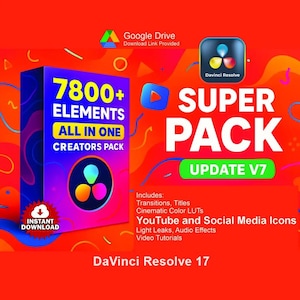 7800+ Elements, DaVinci Resolve Super Creators Pack: Transitions, Titles (Instant Download)