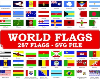 Welt Flagge SVG Bundle | 286 bearbeitbare Flaggen-Sammlung | Sofort Download