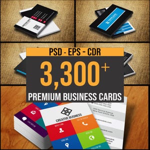 3,300 Editable Modern Minimal Geometric Business Cards Psd Eps & Cdr Templates ,Creative Corporate Mega Bundle | Digital Download