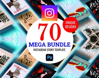 70 snygga Instagram Stories Mega Bundle, professionellt designade mallar, Photoshop-filer, PSD, direktnedladdning