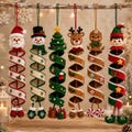 Christmas Spiral Ornament Crochet Pattern PDF | 6 in 1 Santa Snowman Reindeer Gingerbread Tree | Amigurumi Hanging Decor Digital Download