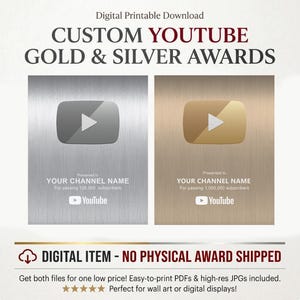 Personalized Play Button Award | Custom YouTube Award | Content Creator Achievement Gift | JPG File only