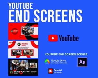 YouTube End Screen Template, Customisation Video Outro, After Effects, Premiere Pro Templates, Instant Download
