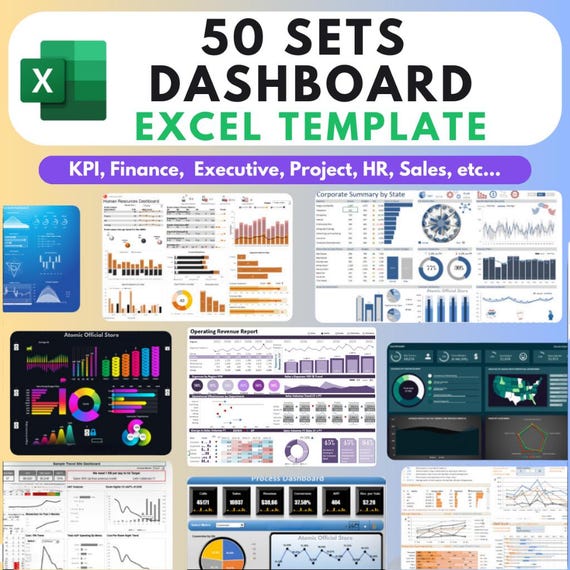50 Excel Dashboard Templates, Data Analysis Tools (Instant Download)