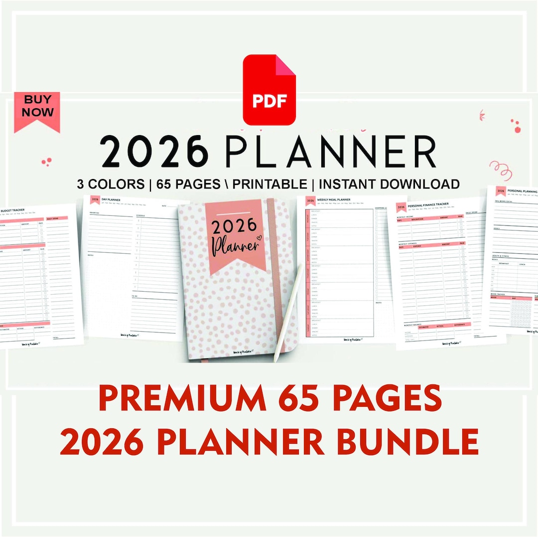 Printable Planner 2026, Daily Weekly Monthly Planner, Printable Planner