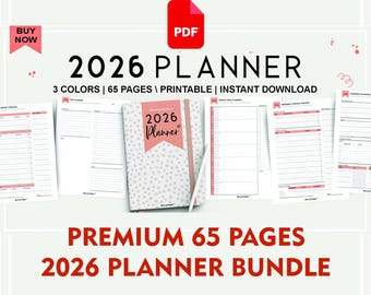 Printable Planner 2026, Daily Weekly Monthly Planner, Printable Planner, 2026 Planner, Life Planner, A4 US Letter, Instant Download PDF