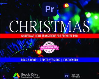 Christmas Light Transitions For Premiere Pro, Video Editing, Holiday Effects, Festive Transition Pack