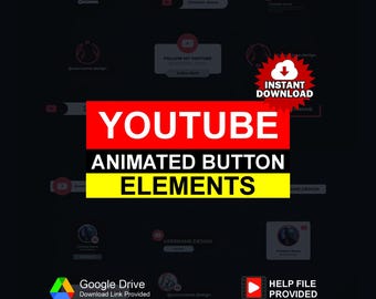 Elementos de botones animados de YouTube, herramientas para vloggers (descarga digital)