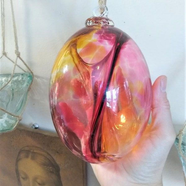 Glass Hanging Egg, Murano Glass Egg Sculpture, Rare Find Collectible, Glass Membrane