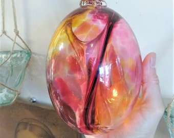 Glass Hanging Egg, Murano Glass Egg Sculpture, Rare Find Collectible, Glass Membrane