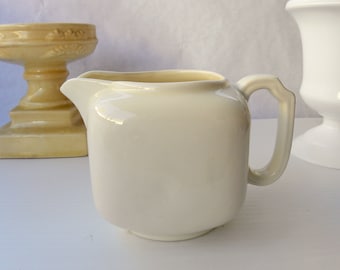 Vintage Square Shape Creamer Ivory Creamer  USA Pottery, Modern Sleek Contemporary Creamer