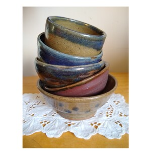 Handmade Studio Pottery Bowl: Brown Stoneware with Blue Glaze