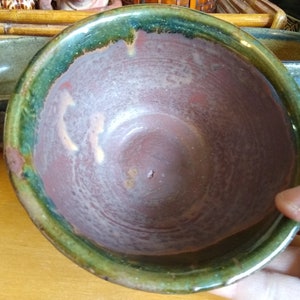 Rustic Studio Pottery Bowl: Brown Clay with Green Glaze