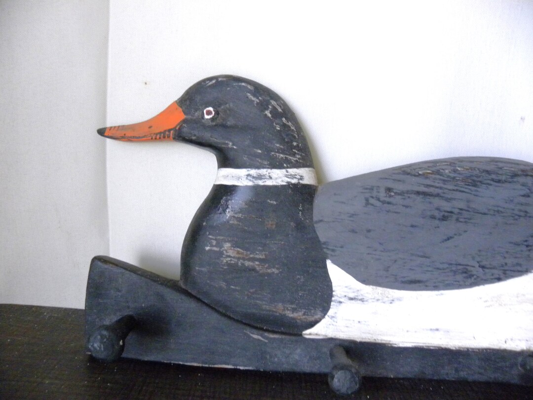 Wooden Duck Wall Rack 4 Hook Mount, Primitive Farmhouse Country Decor ...