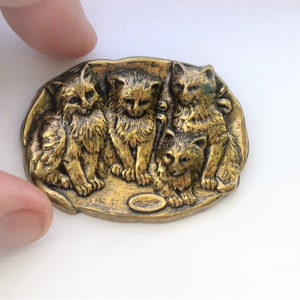 Brass Cat Brooch, Vintage 80s Figural Cat brooch, Cats Brooch, Cat Lovers Gift
