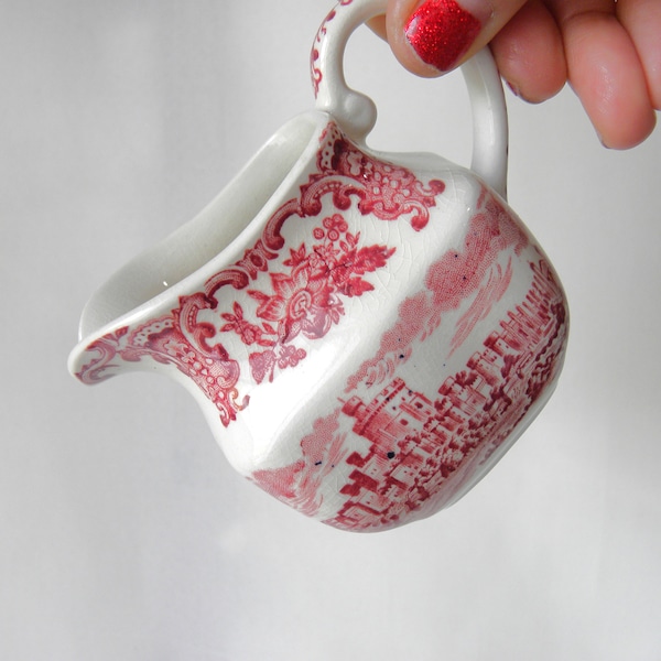 Vintage Royal Homes of Britain Wedgwood Enoch Tunstall Red Castle Creamer Red Transferware