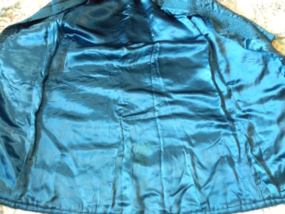 Oriental Blue Quilted Evening Cocktail Jacket Coa… - image 6