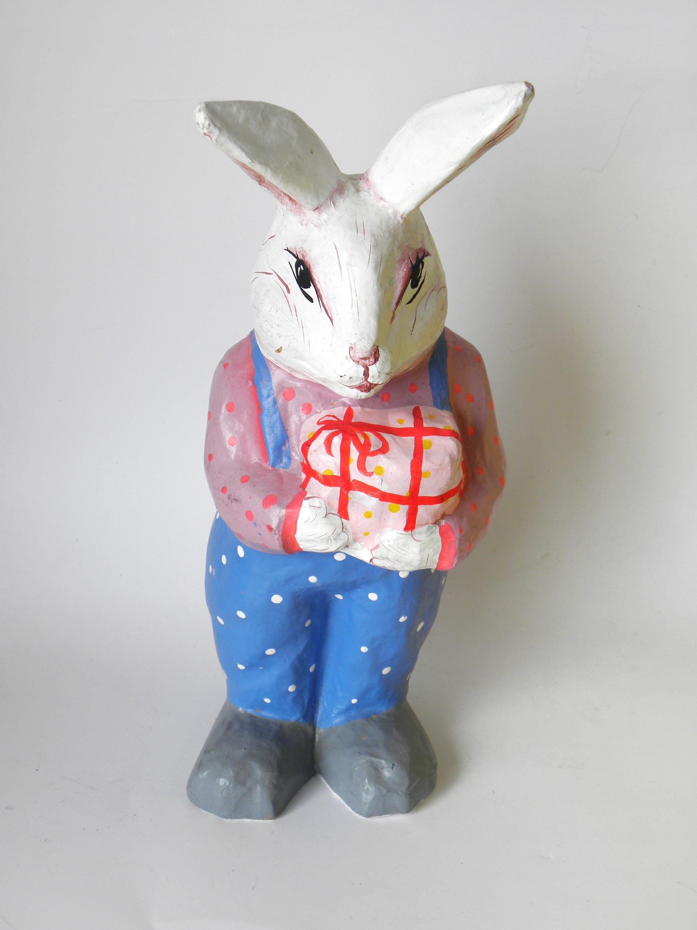 Paper Machay Rabbit Vintage Paper Mache Bunny Rabbit Sculpture: Folk Art Holiday Decor - Etsy