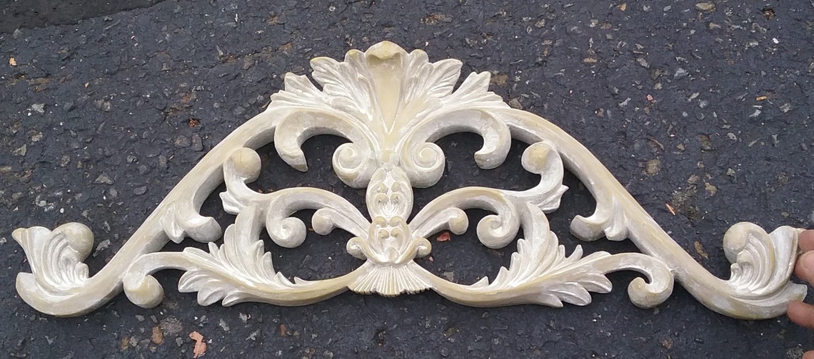 Scroll Leaf Pediment Carved Resin 23 Architectural Etsy