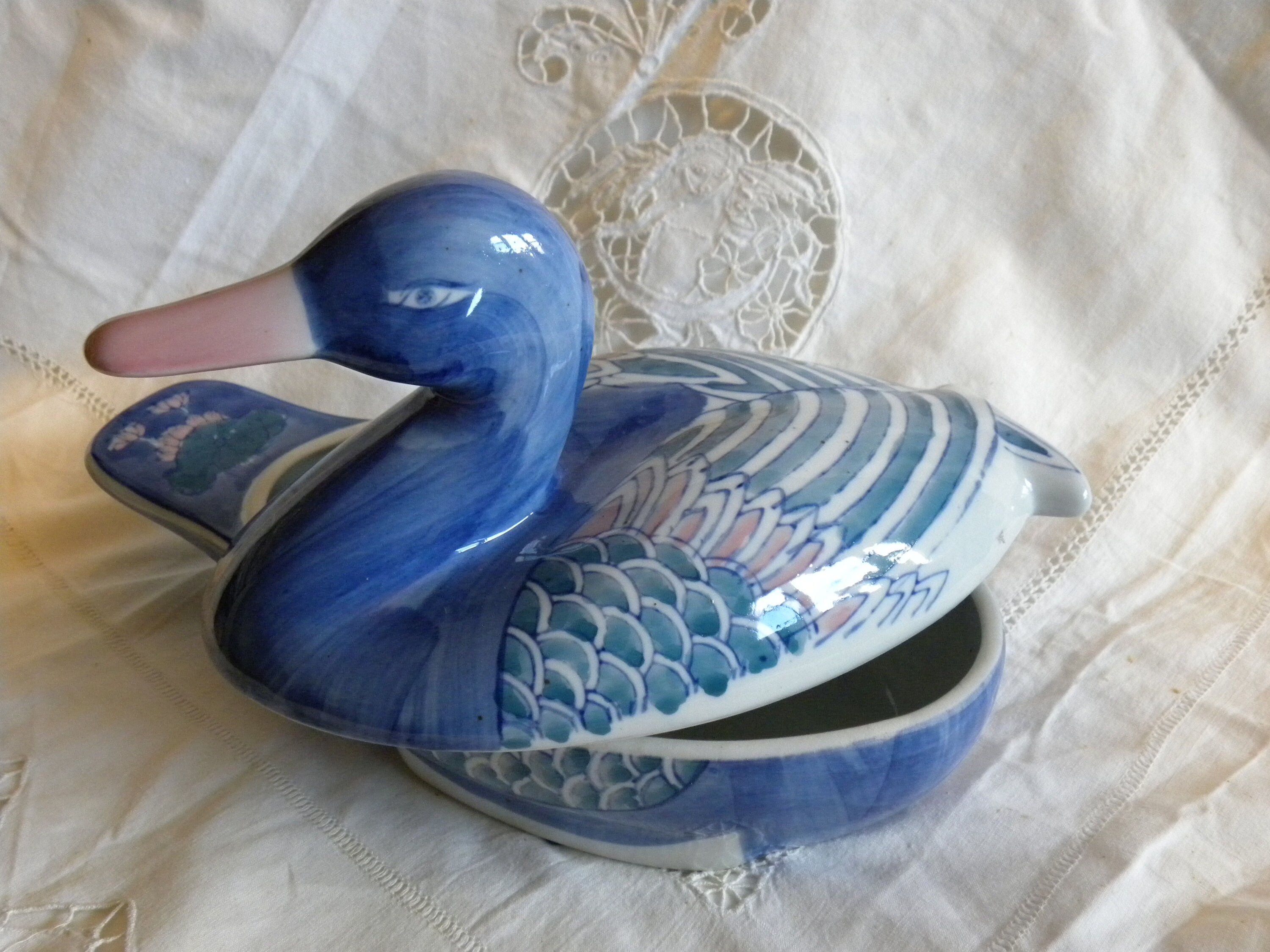 Ceramic Duck Tureen Blue White Large Duck Casserole Dish Etsy