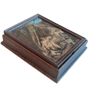 Antique French Jewelry Box: Victorian Vanity Dresser with Mirror