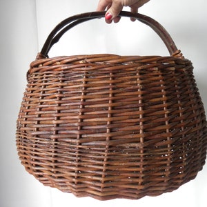 Vintage French Woven Market Basket: Farmhouse Forage, Egg Gathering